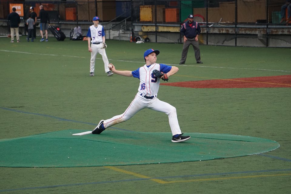 Jared Asch on the mound, Sam Merrick at 1B