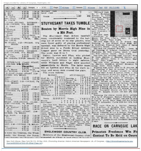 Stuyvesant Takes Tumble - from: New York Tribune May-29-1910 Page 14